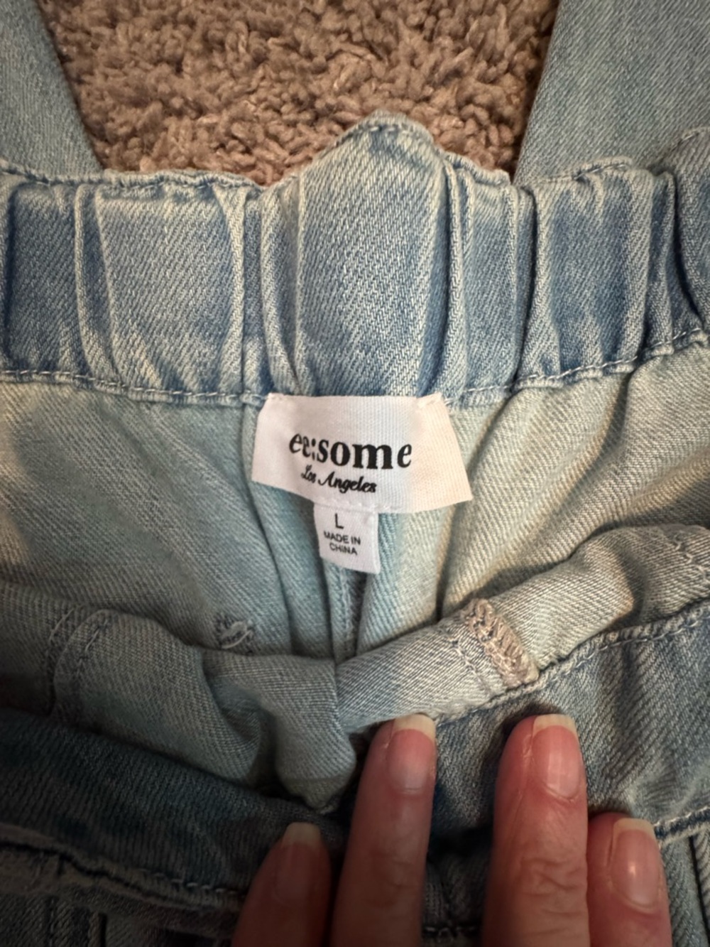 ee:some Wide Leg Denim Cargo Pants Light Blue Snow Wash Utility - Picture 5 of 5